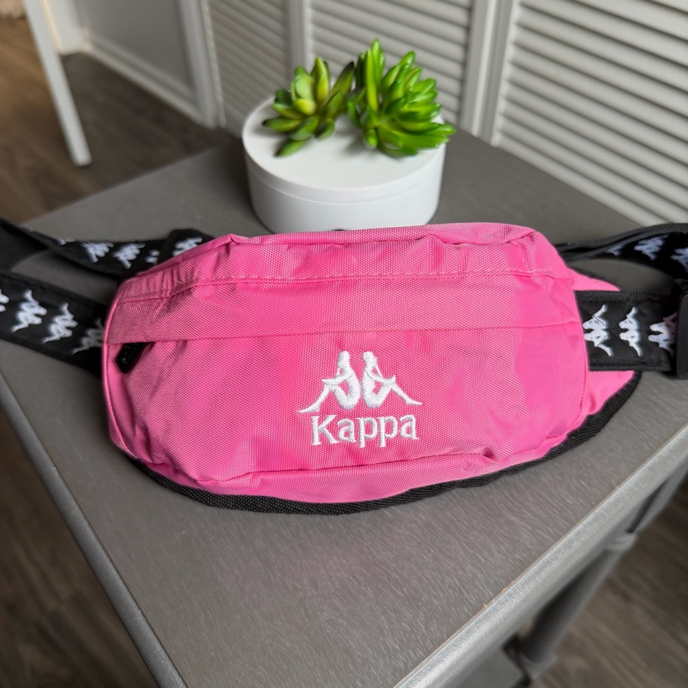 KAPPA Pink Belt Bag Size Small Fanny Pack Black Adjustable Strap